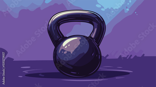 Fitness emblem design with kettlebell illustration