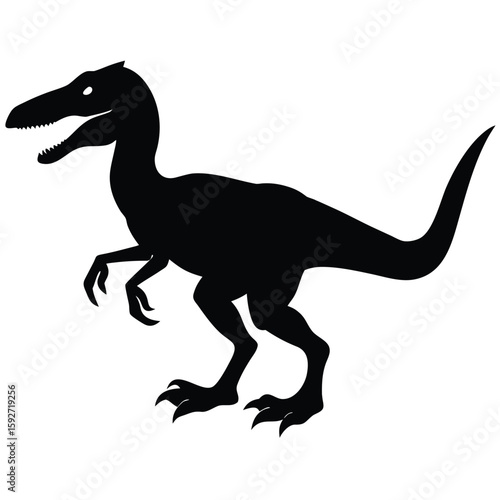 Black dinosaur silhouette prehistoric white