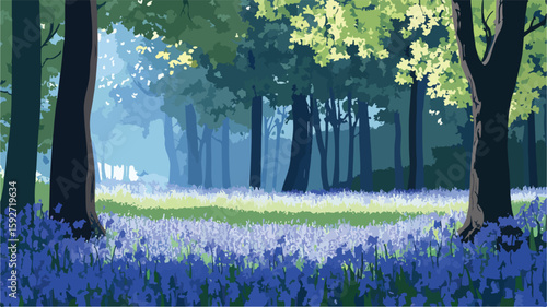Enchanting Bluebell Forest in Spring: Floral Woodland Serenity