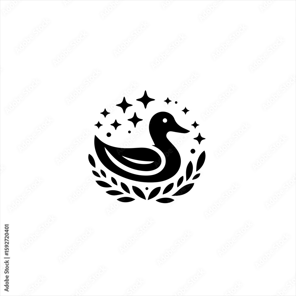 Fototapeta premium Elegant duck with stars and laurel isolated on white background