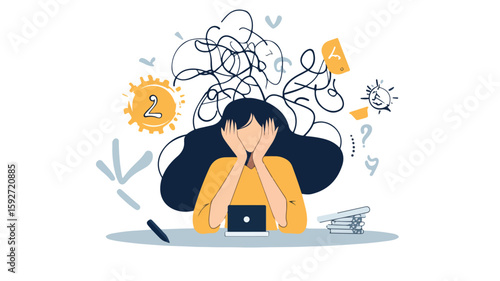 Overcoming Creative Block: Stressed Businesswoman Finding Inspiration at Work