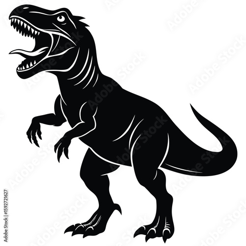 Black tyrannosaurus roaring fierce tyrannosaurus rex