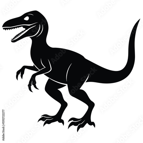 Black velociraptor silhouette dinosaur prehistoric