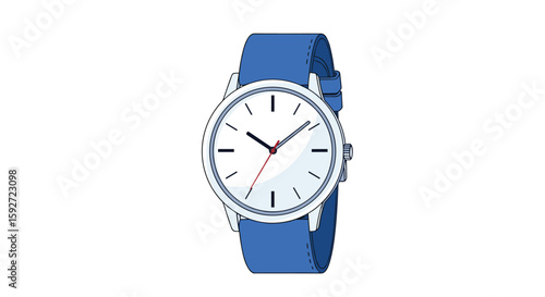 Modern analog wristwatch with blue silicone strap and white dial elegant timepiece for everyday wear