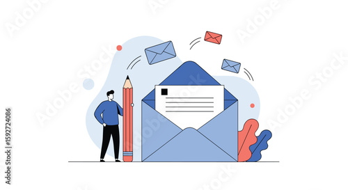 Illustrative concept for modern digital communication and email messaging