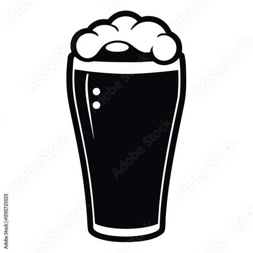 Pint glass with frothy head beer beverage