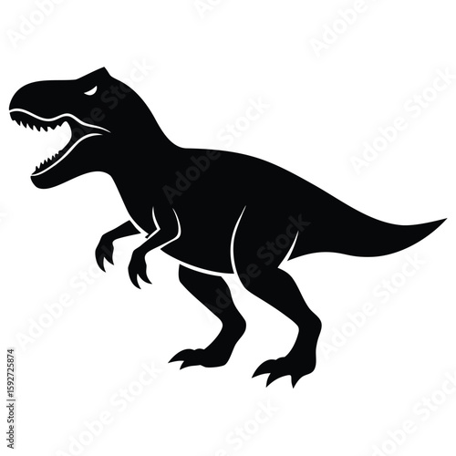 Stylized black dinosaur roaring tyrannosaurus rex silhouette