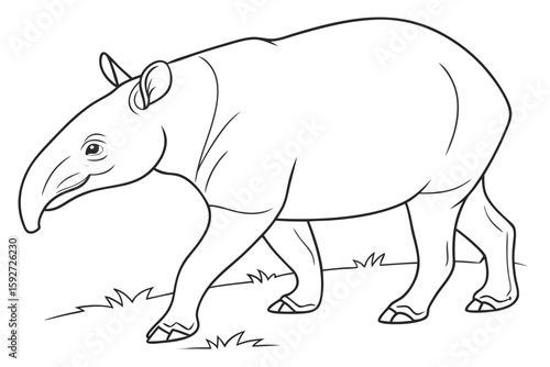 coloring page line art the tapir black vector