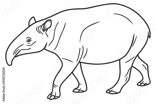 coloring page line art the tapir black vector