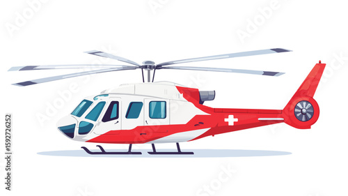 Professional Medical Helicopter Parked and Turned Off Isolated