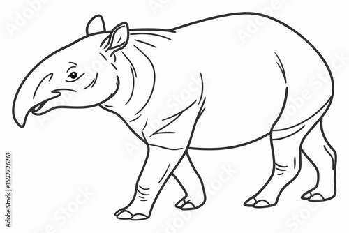 coloring page line art the tapir black vector
