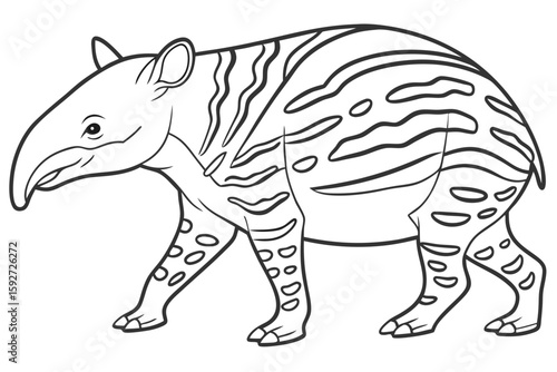 coloring page line art the tapir black vector