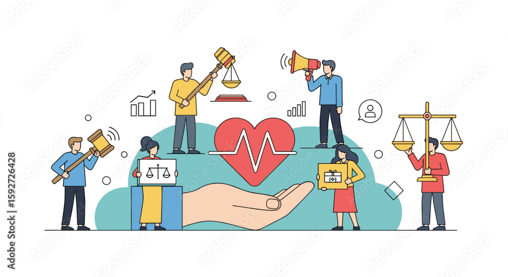 Fototapeta premium Advocacy and justice for healthcare rights and patient well-being worldwide