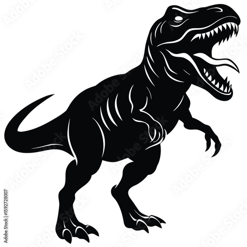 Tyrannosaurus Rex Roaring Black Silhouette dinosaur