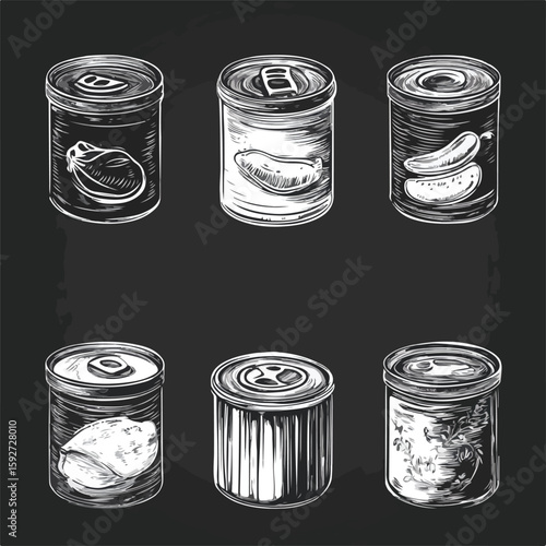 Hand-Drawn Canned Food Sketches Collection