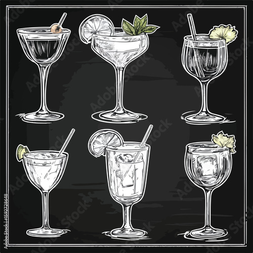 Exquisite Hand-Drawn Cocktail Sketch Collection