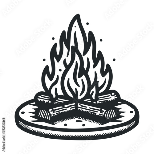 Cozy campfire with flames and logs for outdoor gatherings