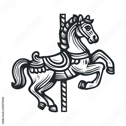 Carousel horse design ideal for decorative art and childrens decor