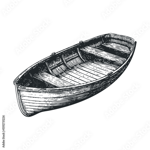 Vintage wooden boat for serene water adventures and decoration