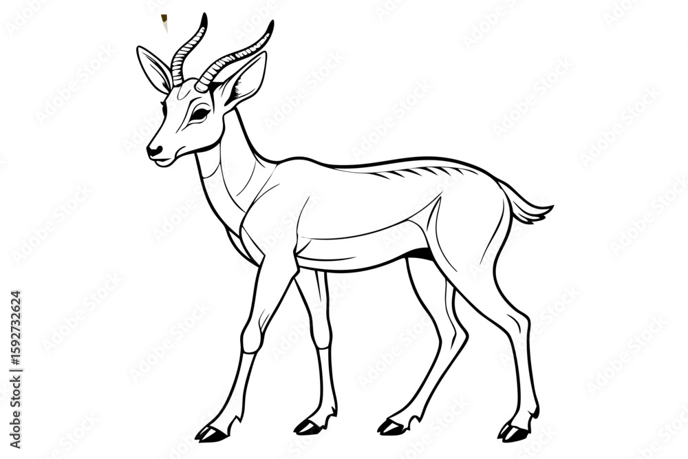 Fototapeta premium coloring page line art the pronghorn black vector