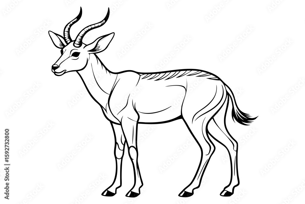 Fototapeta premium coloring page line art the pronghorn black vector