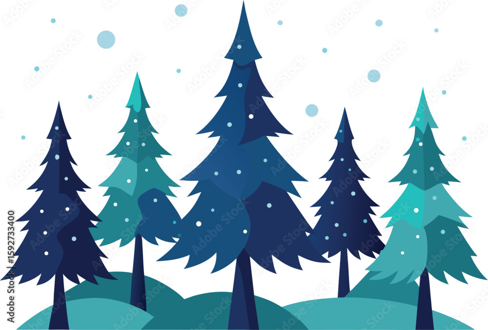 Obraz premium A festive and enchanting christmas tree forest scene with snow and stars