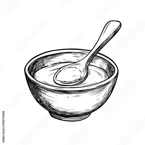 Hand-drawn sketch of waxing bowl