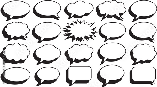 Communication Icons Featuring Speech Bubbles and Chat Symbols Ideal for Social Media Messaging Apps and Pet Related Designs Colorful and Playful
