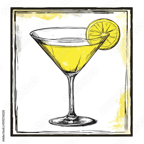 Martini cocktail drink hand-drawn sketch