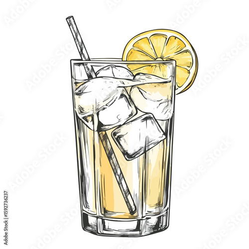 Charming Cocktail Sketch Highball Glass Art
