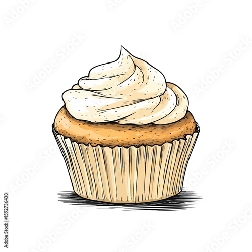 Creamy Muffin Sketch on White Background