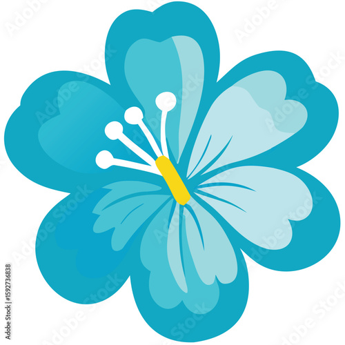 Vibrant Blue Hibiscus Flower Illustration Tropical Floral Design Element