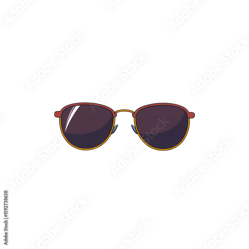 Isolated cartoon sunglasses with dark lenses illustration on transparent background