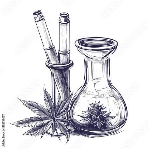 Glass Bong Sketch for Weed Smoking
