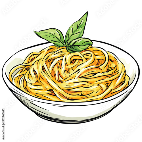 Authentic Hand-drawn Italian Carbonara Pasta Sketch