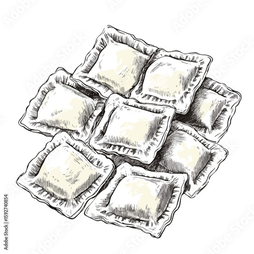 Italian Ravioli Sketch Drawing