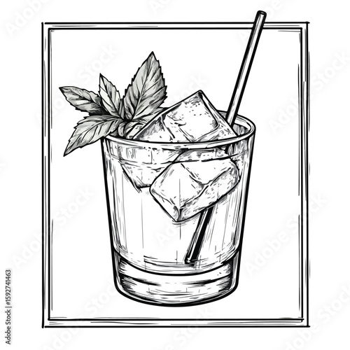 Hand-drawn muddler sketch on white background