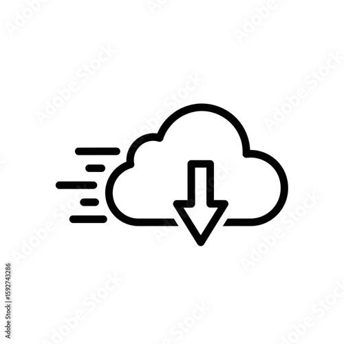 Vector icon representing fast cloud download  