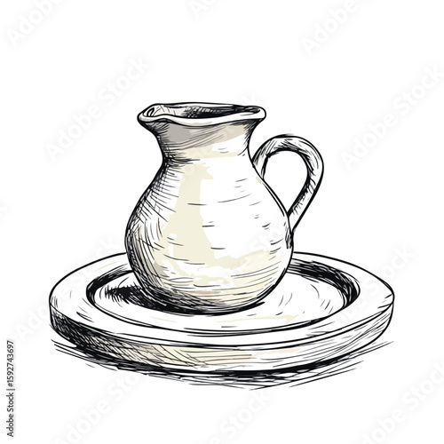 Potter's Wheel and Jug Sketch
