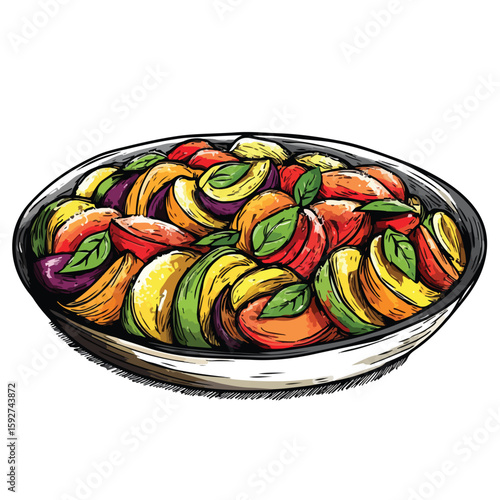 Vegetable Ratatouille Sketch Illustration