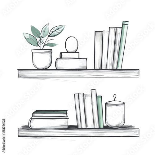 Hand Drawn Wall Shelves Sketch