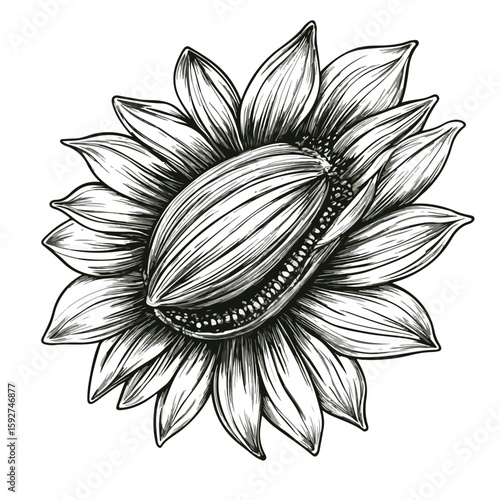 Detailed Sunflower Seed Sketch Illustration
