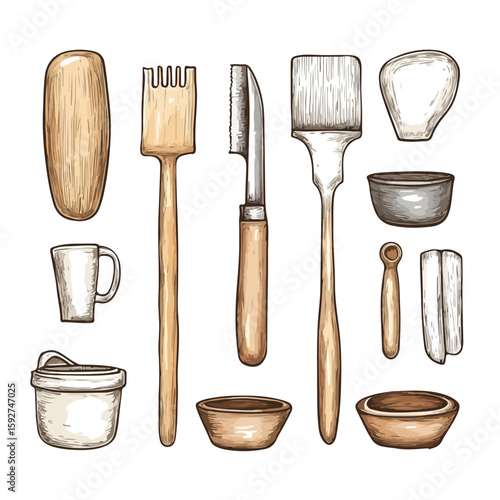 Wood Modelling Tool Sketch on White