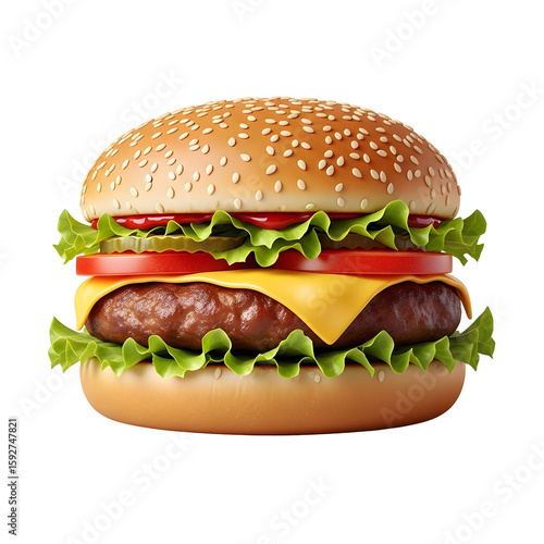 Delicious Gourmet Cheeseburger with Toppings.