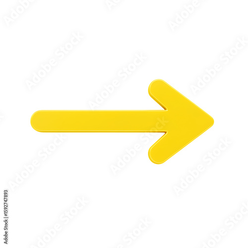 A bright yellow arrow points to the right, isolated on transparent background, indicating direction or guidance transparent background