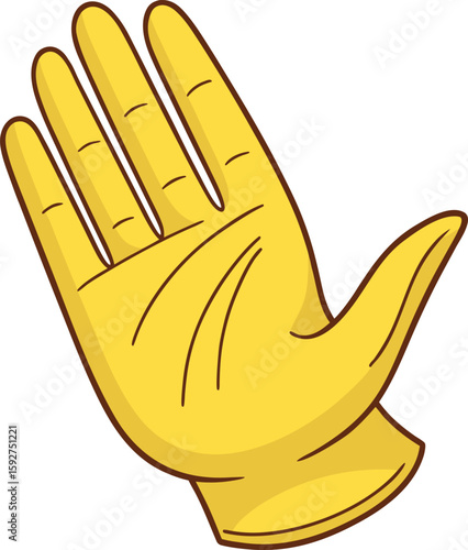 Vector art of a yellow rubber glove isolated on a white background
