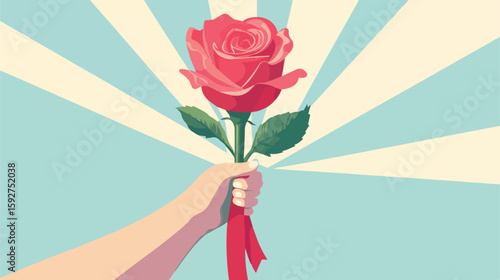 Human Protesting with Rose Flower
