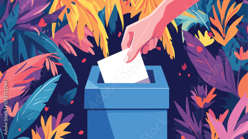 Voting Process Illustration Vector Graphic