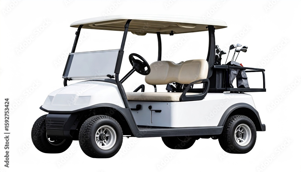Fototapeta premium White golf cart on a white background (1)
