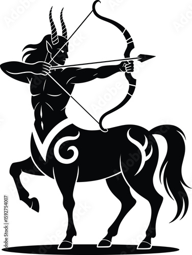 Vector illustration of a sagittarius centaur with bow and arrow ready to shoot